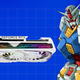 Asus' Gundam RTX 3080 next to the anime mech suit that inspired it.